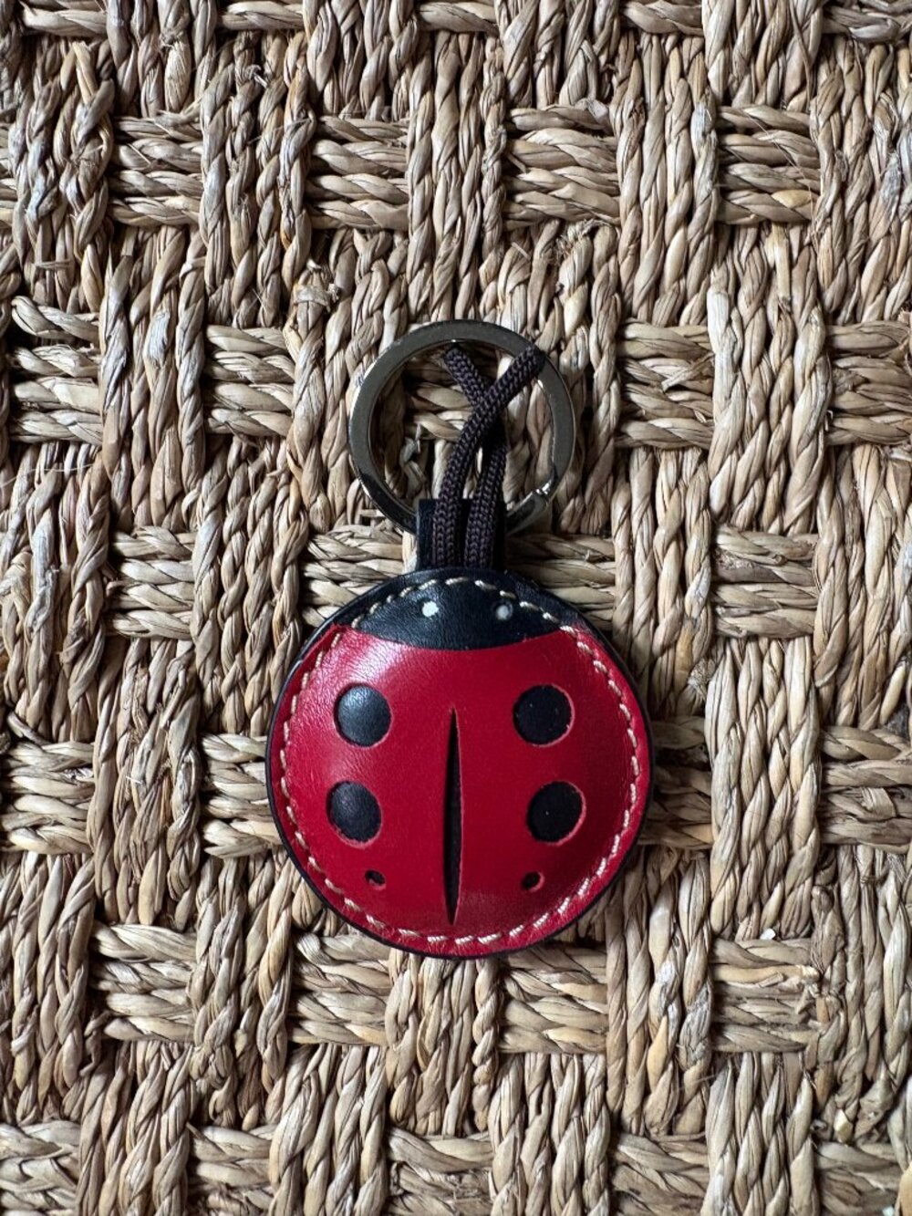 NWOT Barney’s New York Ladybug keychain/bag charm in red & black leather - Picture 3 of 6